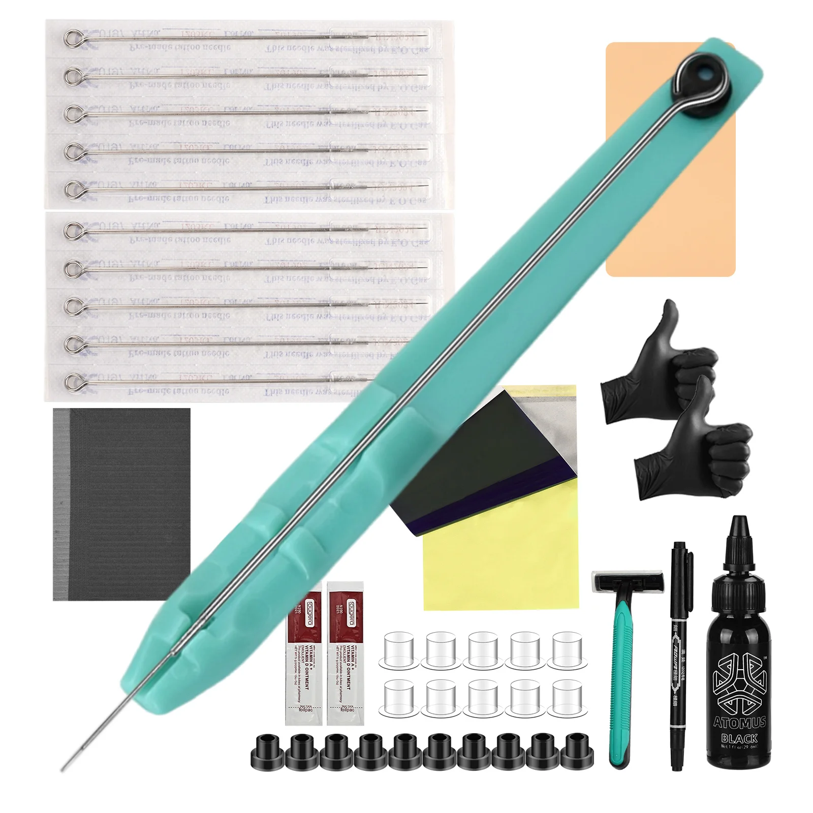 Tattoo Needles 3RL 5RL Hand Poke Pen and Stick Tool Kit Practice Skin Tattoo Ink Body Painting Pen Needle Stick Poke Line