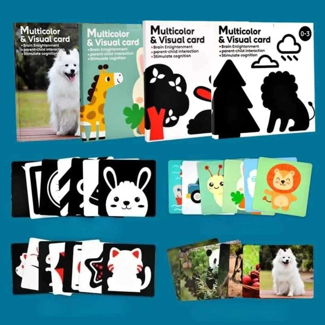 

Montessori Baby Visual Stimulation Cards Black & White High Contrast Flash Card Infant Gift For Children Cognition Book Set Art