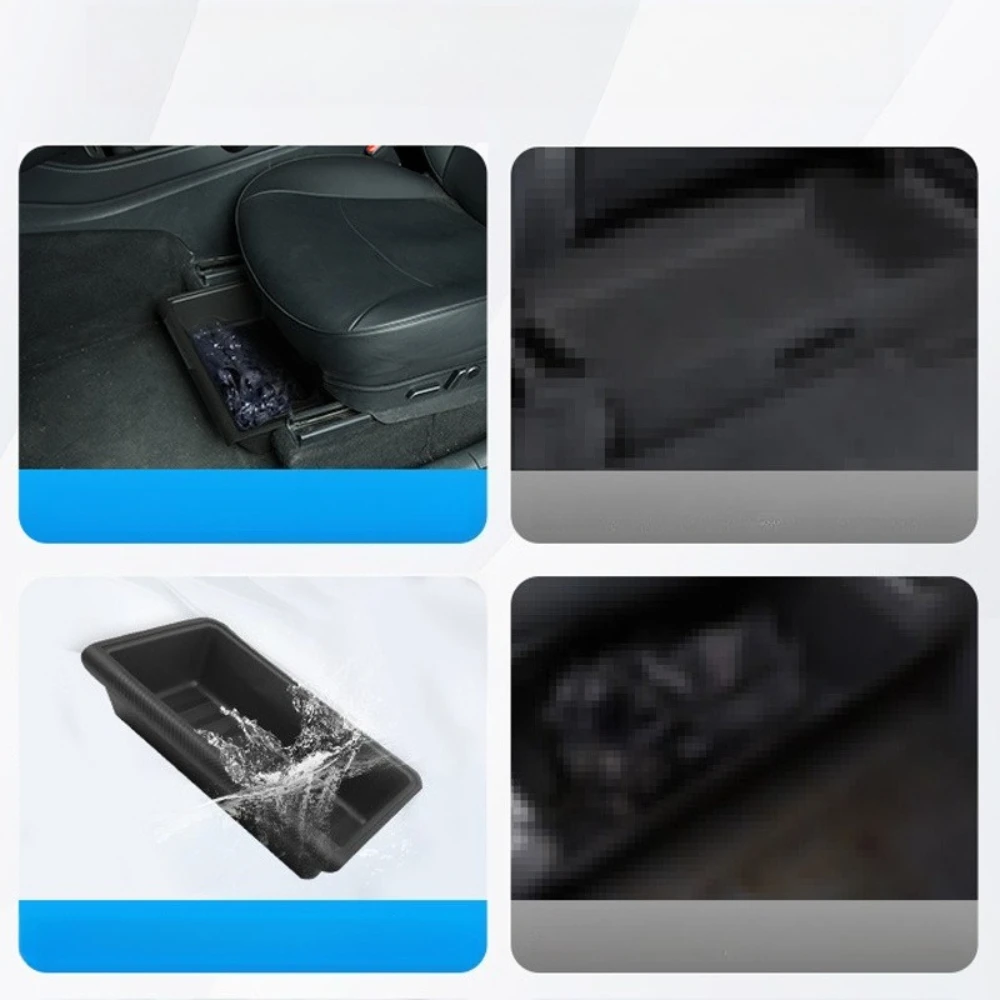 

Under Seat Storage Box for Tesla Model Y 2020-2026 Hidden Organizer Tray Bins with Lid Cover Interior Accessories