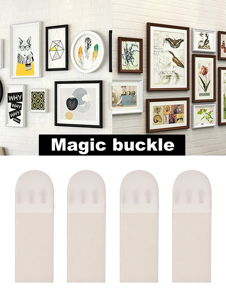 12 Pairs Photo Frame Stickers Damage Free Double Side Hook Loop Mounting Tape Various Sized Wall Hangers Strips for Home Decor