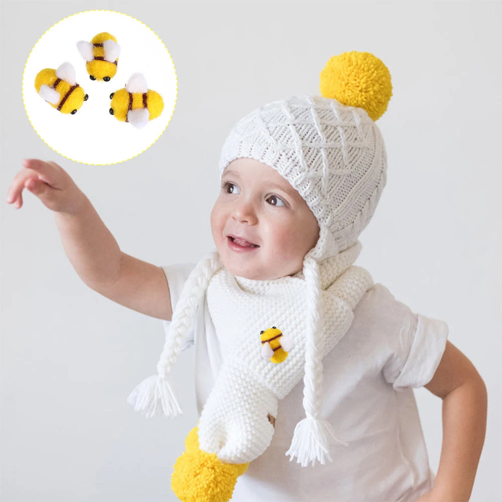 

6Pcs Wool Felt Bee Craft Decorations Soft Mini Size DIY Handmade Accessories for Bags Scarves Gloves Creative Gifts