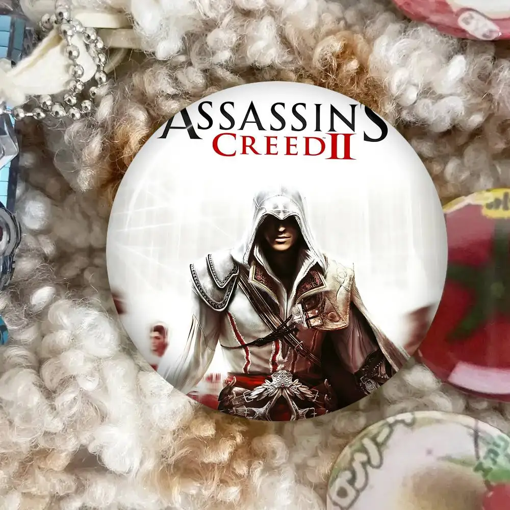Game A-Assassins C-Creeds Soft Button Pin Round Metal Badge Lapel Pin Parts Gift Friends Kid Jewelry