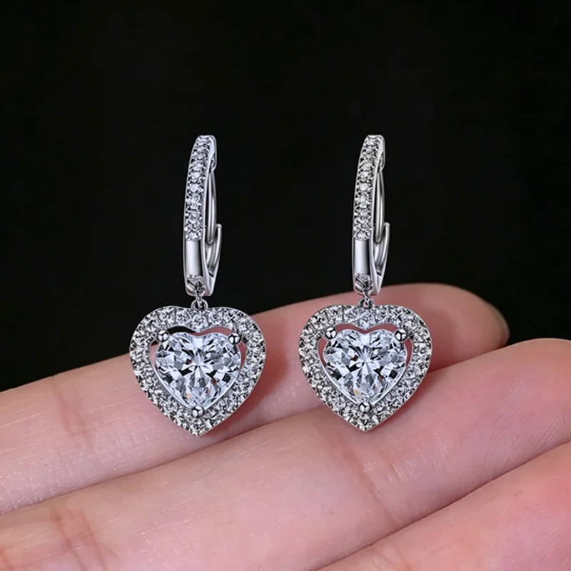 Love Embedded Micro Zircon Dating Shiny Exquisite Trend Inlaid Creative Earrings Personalized Business Jewelry Accessories