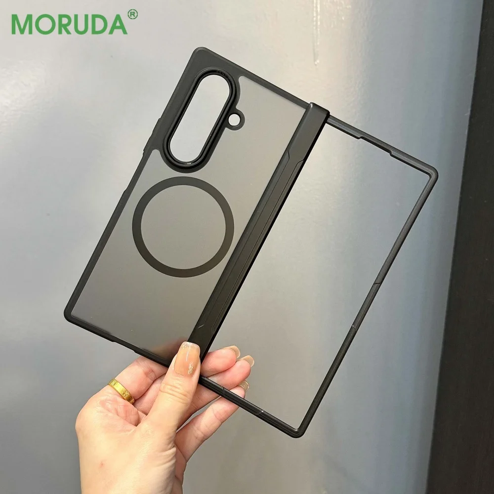 Zfold7 Magnetische Handyhülle für Samsung Galaxy Z Fold 7 6 5 4 Fold6 Matt Komfortabler Touch-Gefühl Drahtloses Laden Stoßfeste Abdeckung