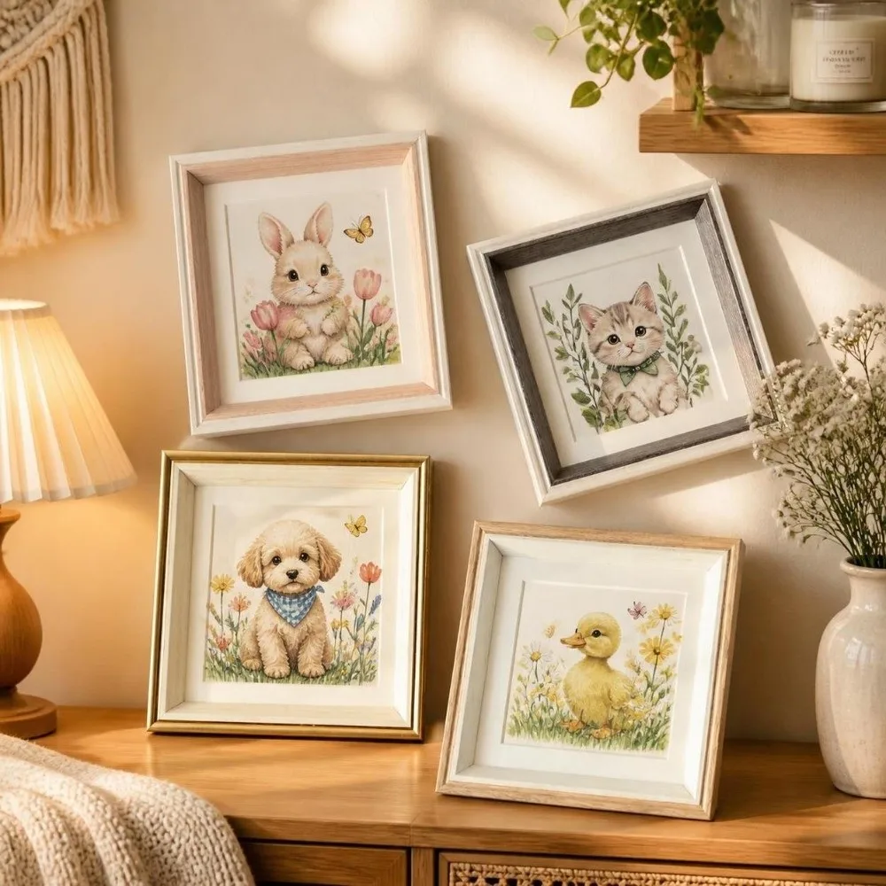 Cute 10x10cm Photo Frame Square Resin Desktop Picture Frame Art Frames Photo Showcase