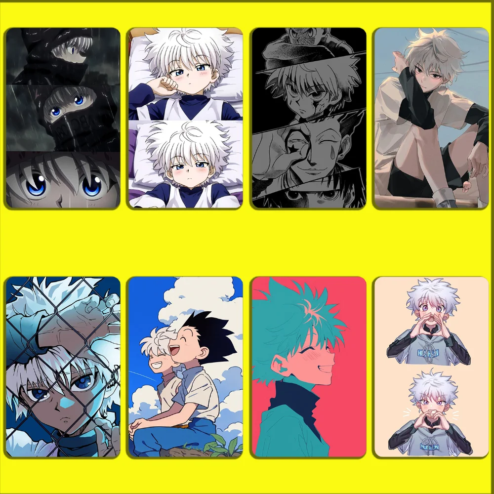 H-Hunter K-Killua Zoldyck Stickers For Debit Bank Credit Cards Metro Bus Pass Sticker Decoration Cover 4PCS Card Skin