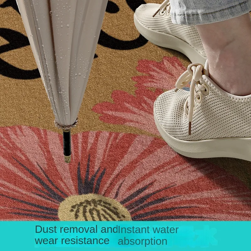 Coconut Palm Imitation Doormat, Dust Removal, Stain Resistant, Non‑Slip, Sand Scraping, Easy Clean Entryway Rug for Front Door