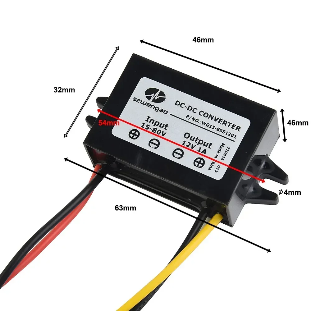 Durable Converter Step Down Module WG15-80S1201 Waterproof 15-80VDC 24V/36V/48V/60V DC ABS Flame Retardant Shell