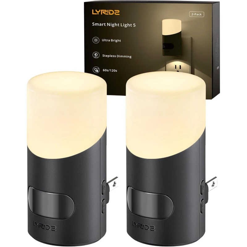 Lyridz LED-Nachtlichter stecken in die Wand mit Bewegungssensor, 1-150 lm dimmbares Plug-in-Nachtlicht für den Innenbereich für Schlafzimmer, -
