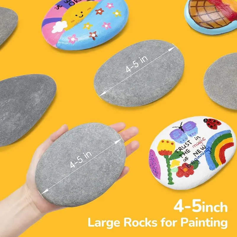 10Pcs Extra Large 5-8cm Painting Rocks Flat Smooth River Pebbles For Mandala Painting Kindness Stones Kids DIY Art Craft