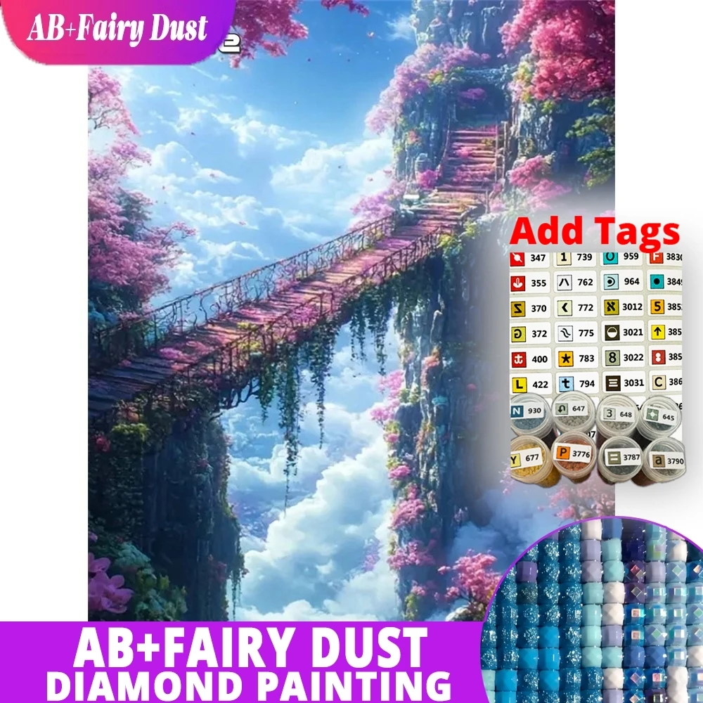 

Набор для алмазной вышивки AB Fairy Dust DMC: Стикер-мозаика «Мост и горный пейзаж», DIY, с полной вышивкой квадратными и круглыми стразами