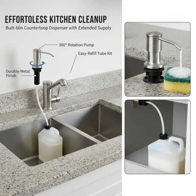 

Built-in Liquid Pump 47" Extension Tube For Kitchen Sink Bathroom Countertop, 360 Degree Rotating Head Large Capacity Manual