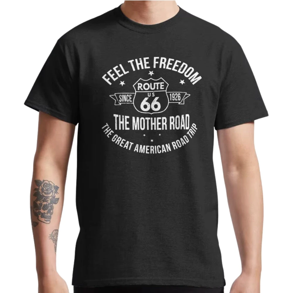 T-Shirt Moto The Mother Road Pour Homme Motard High-end Luxury Unisex Style Both of Men and Women