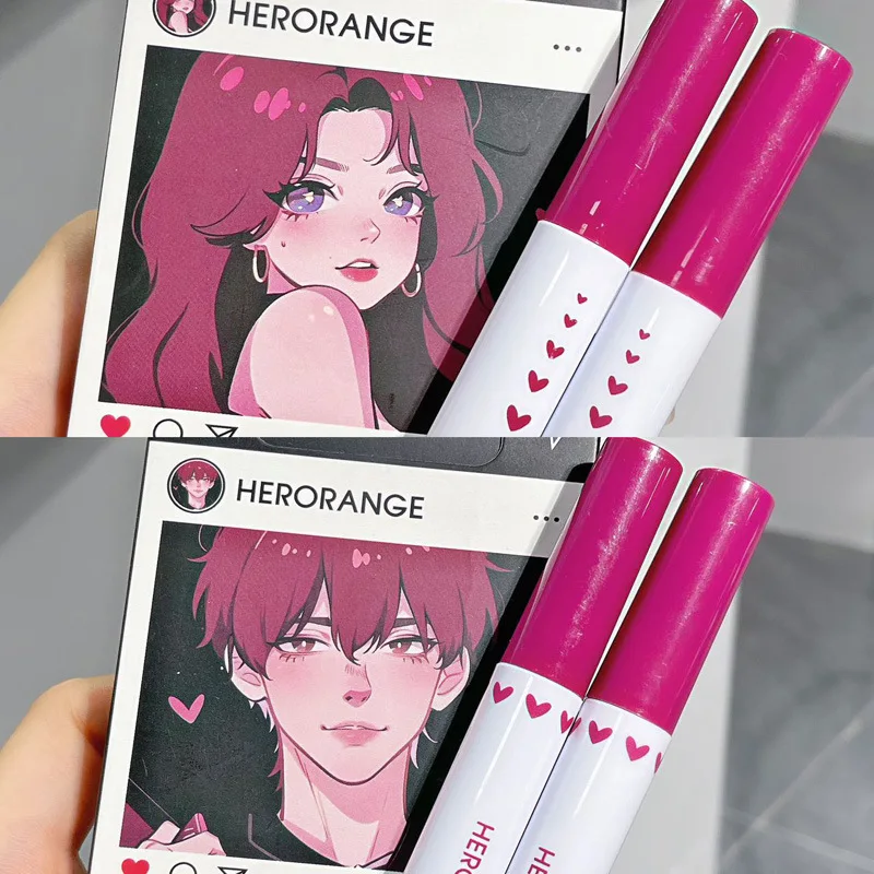 Korean Lip Tint Kawaii Female Makeup Lip Tint Couple Illustration Series Mirror or Matte lipstick long lasting Set Gift Set