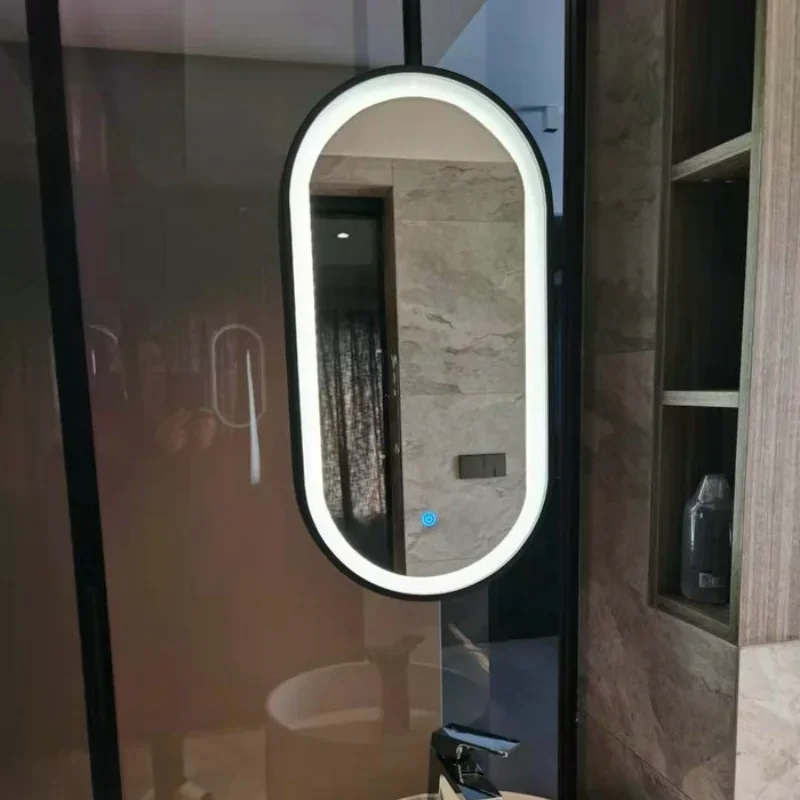 Bathroom Oval Bath Mirror Cabinet Wall Mounted Girls Cosmetic Self Haircut Bath Smart Mirror Lustro Do Makijazu Mirrors