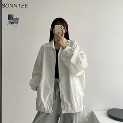Jackets Women Harajuku Korean Style Casual Streetwear Comfortable Stand Collar Loose Cool Girl Zipper Spring Solid Basic Popular