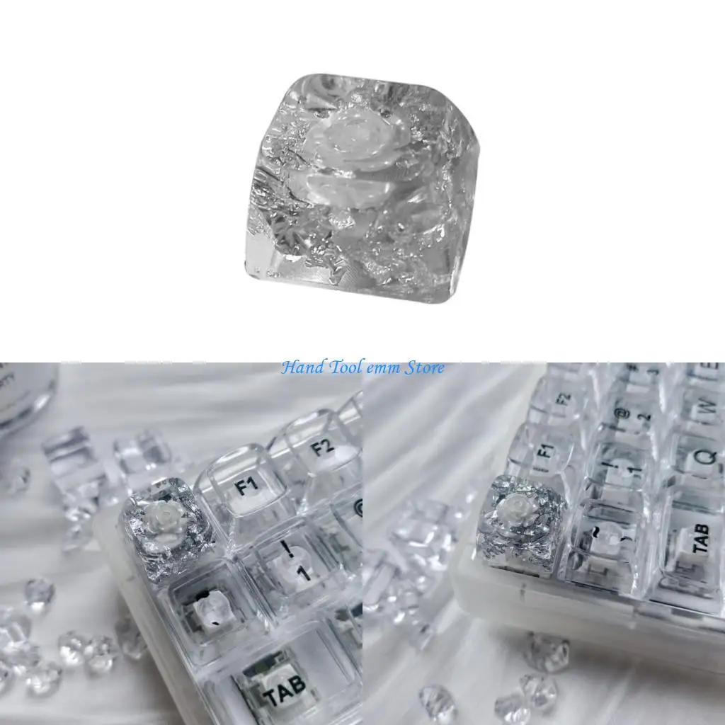 

H37F Translucent Camellias Resins Keycap Flower Pattern Mechanical Keyboards Keycap