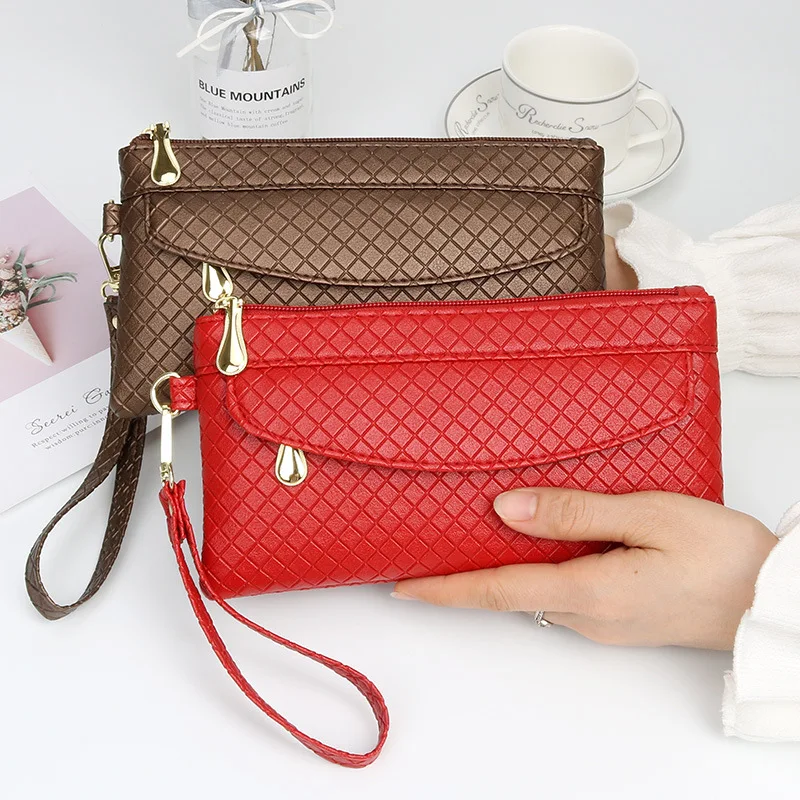 Women\'S Clutch Bag Casual Mobile Phone Coin Purse Fashionable Pouch Trendy Female PULeather Wallet Purses Handbag Card Holder