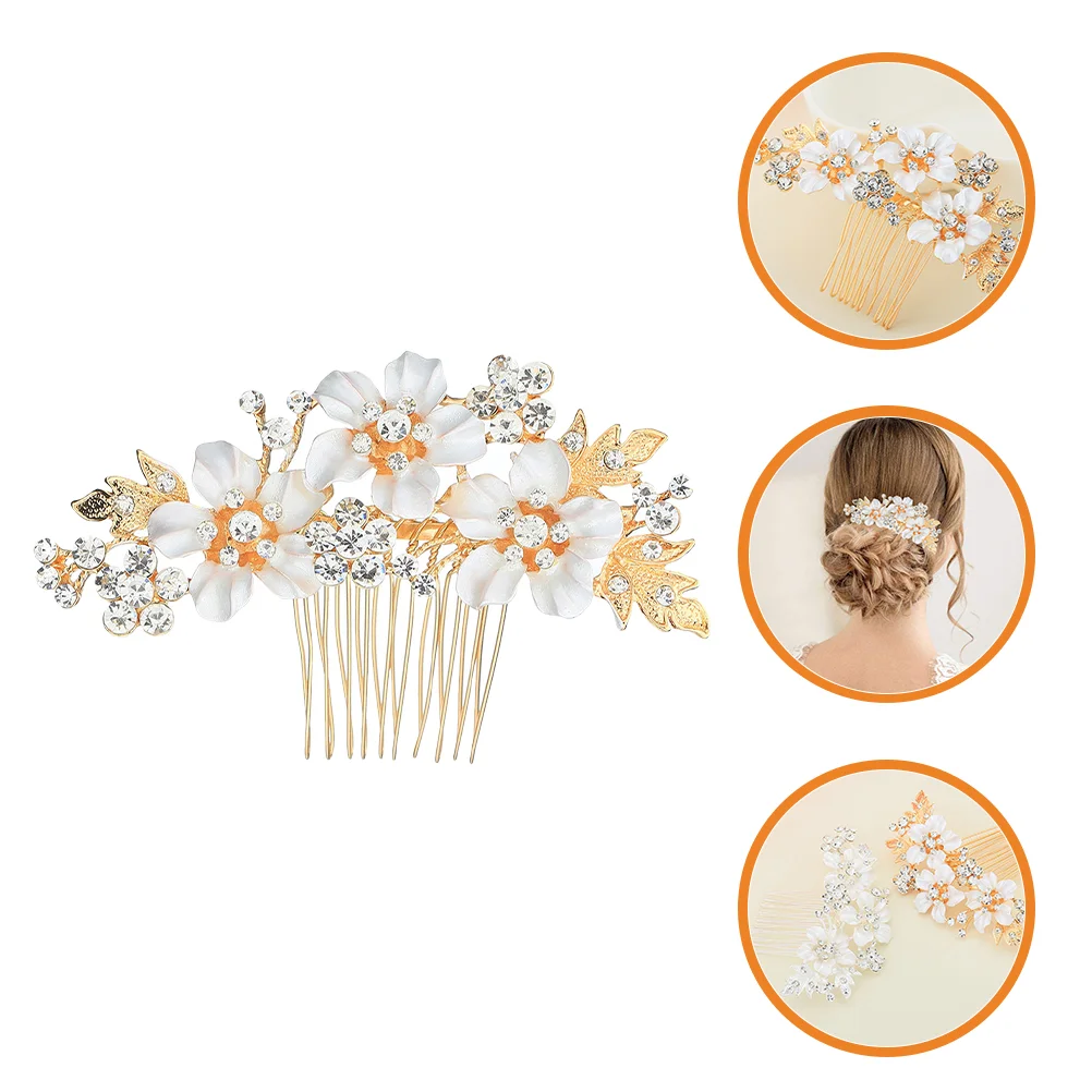 Rhinestone Bobby Pins Bridal Comb Wedding Hair Flower Side The Flowers for Golden Bride