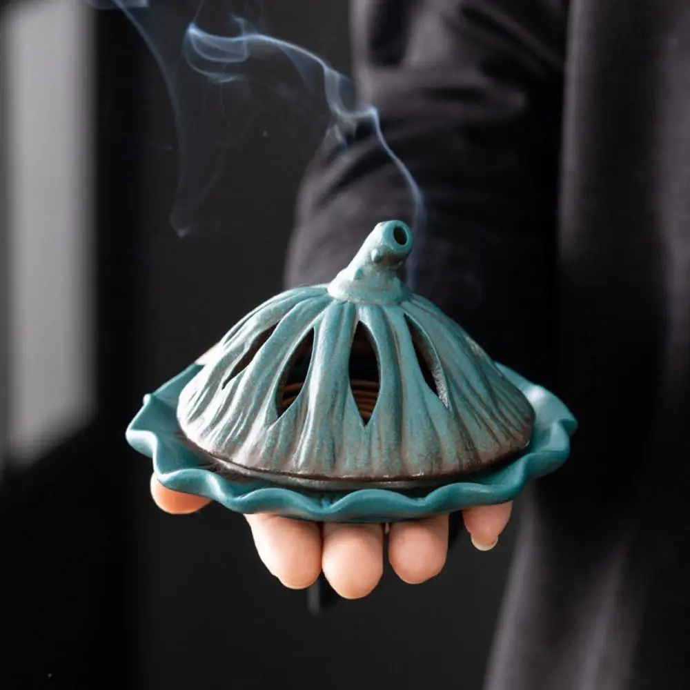 Heat-resistant Incense Burner Holder Flower Statue Fireproof Cotton Ceramic Smudge Bowl Handcrafted Insulation Censer Plate