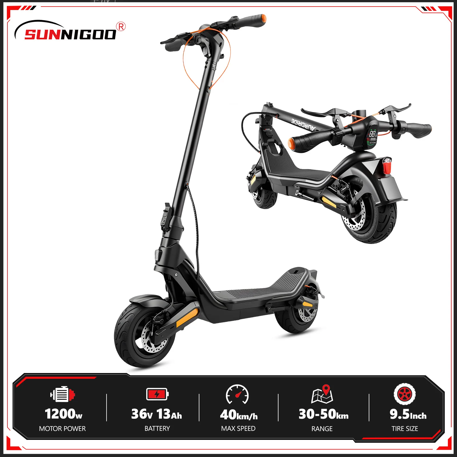Image of SUNNIGOO N5/N8 Elektroroller für Erwachsene, ABE-zertifizierter klappbarer E-Scooter mit APP-Steuerung, 350W/650W Motor (bis zu 1200W Spitzenleistung), 20-22 km/h Geschwindigkeit, 25-50 km Reichweite,