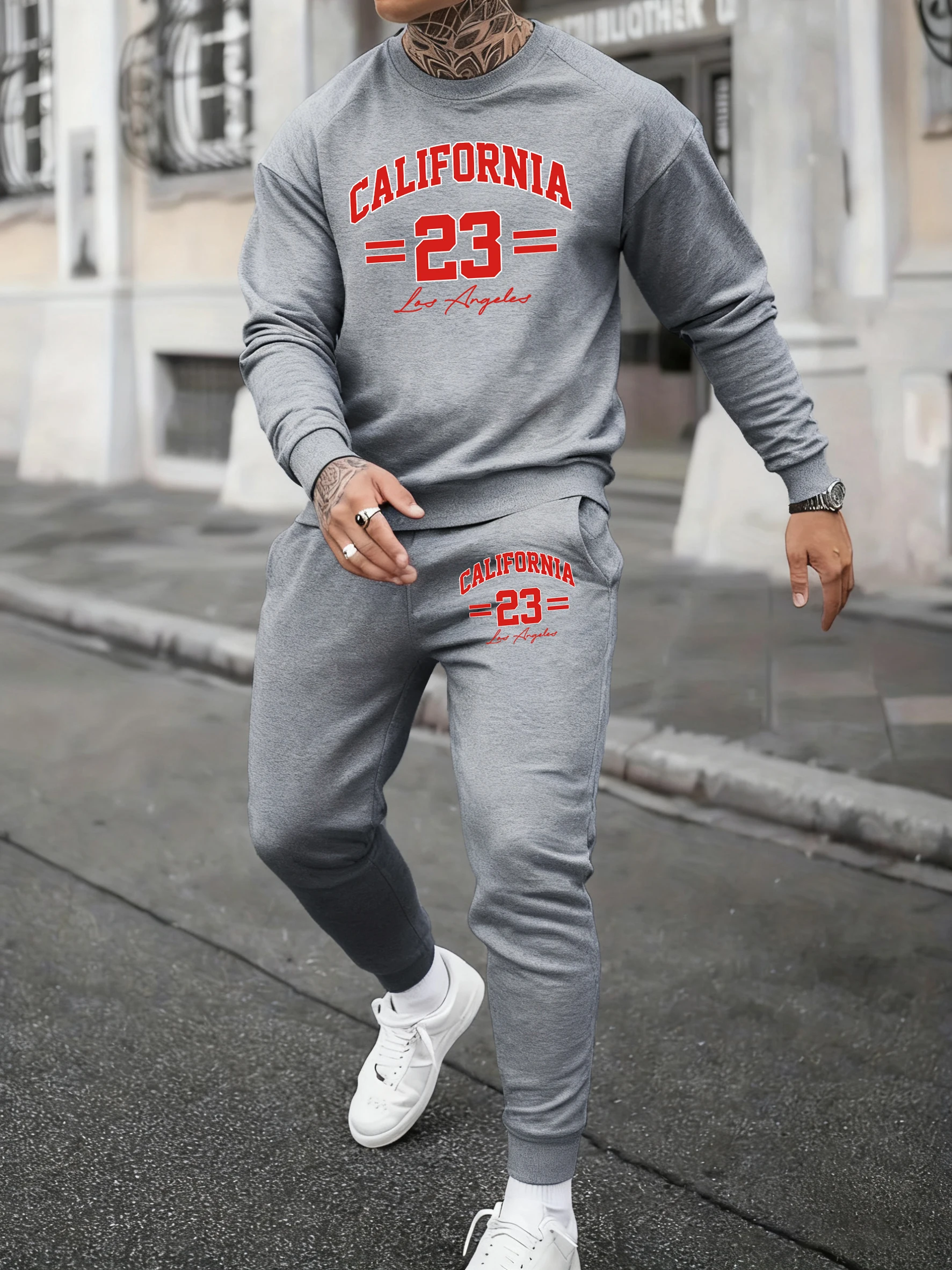 California Nummer 23. Jersey-Muster, warme Mode, Herren-Streetwear-Hosen-Sets, Herbst-Winter, Fleece-Jogginghose, Sport, weiches Sweatshirt