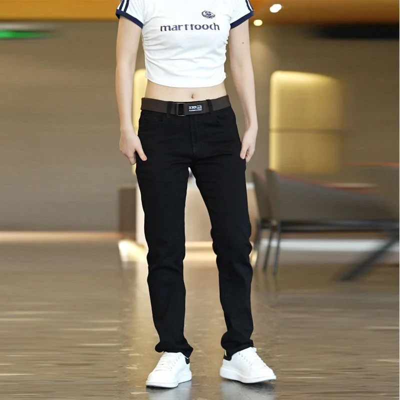 가을 남성 슬림 청바지 블랙 스키니 클래식 캐주얼 데님 바지 사무실 파티를위한 데일리 카우보이 바지 남성 연필 바지