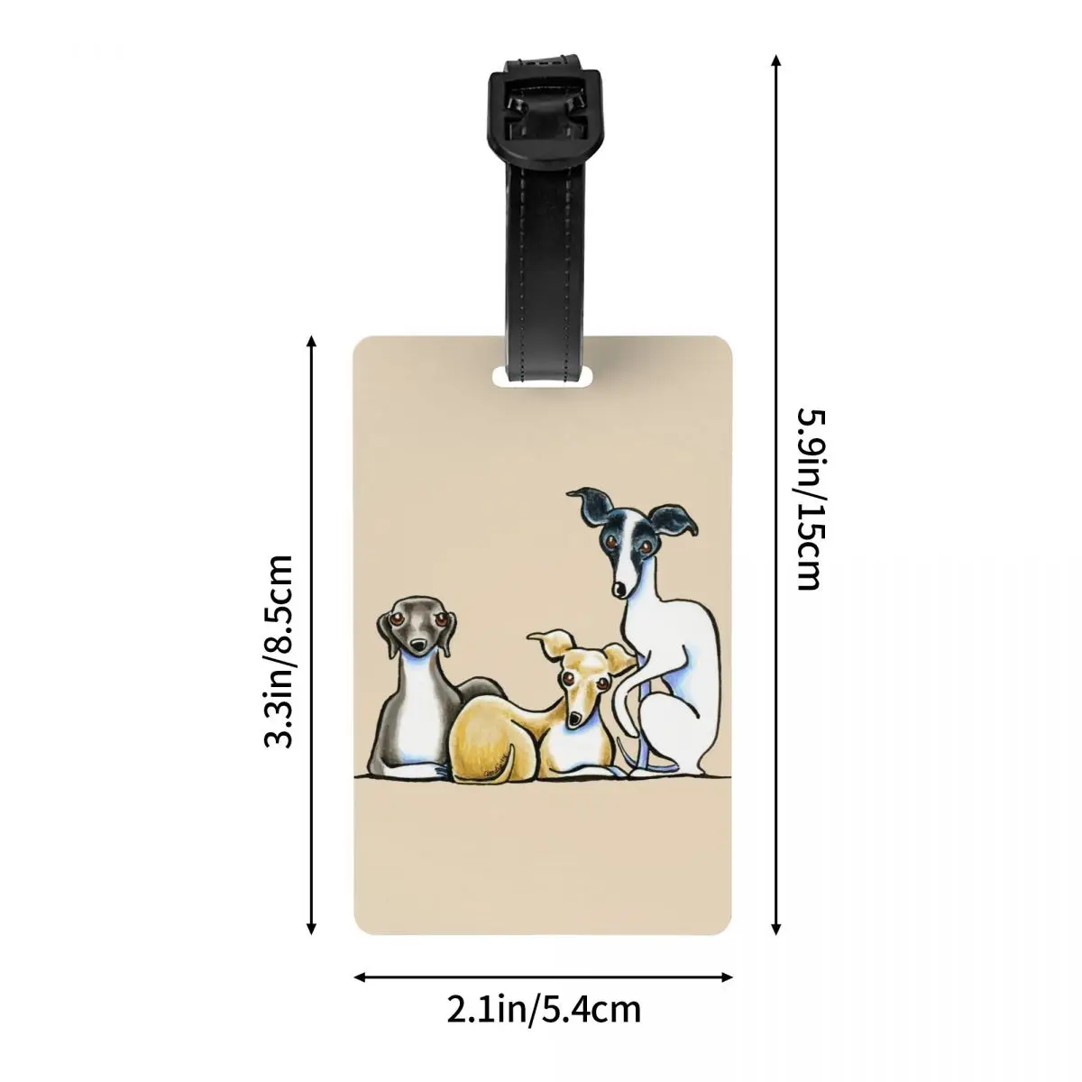 Custom Italian Greyhound Trio Luggage Tags for Travel Suitcase Cute Whippet Sighthound Dog Privacy Cover Name ID Card