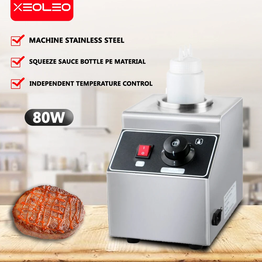 XEOLEO 80W Single Sauce Warmer Electric Chocolate Warmer Machine Sauce Bottle Warmer Stainless Steel Jam Thermos