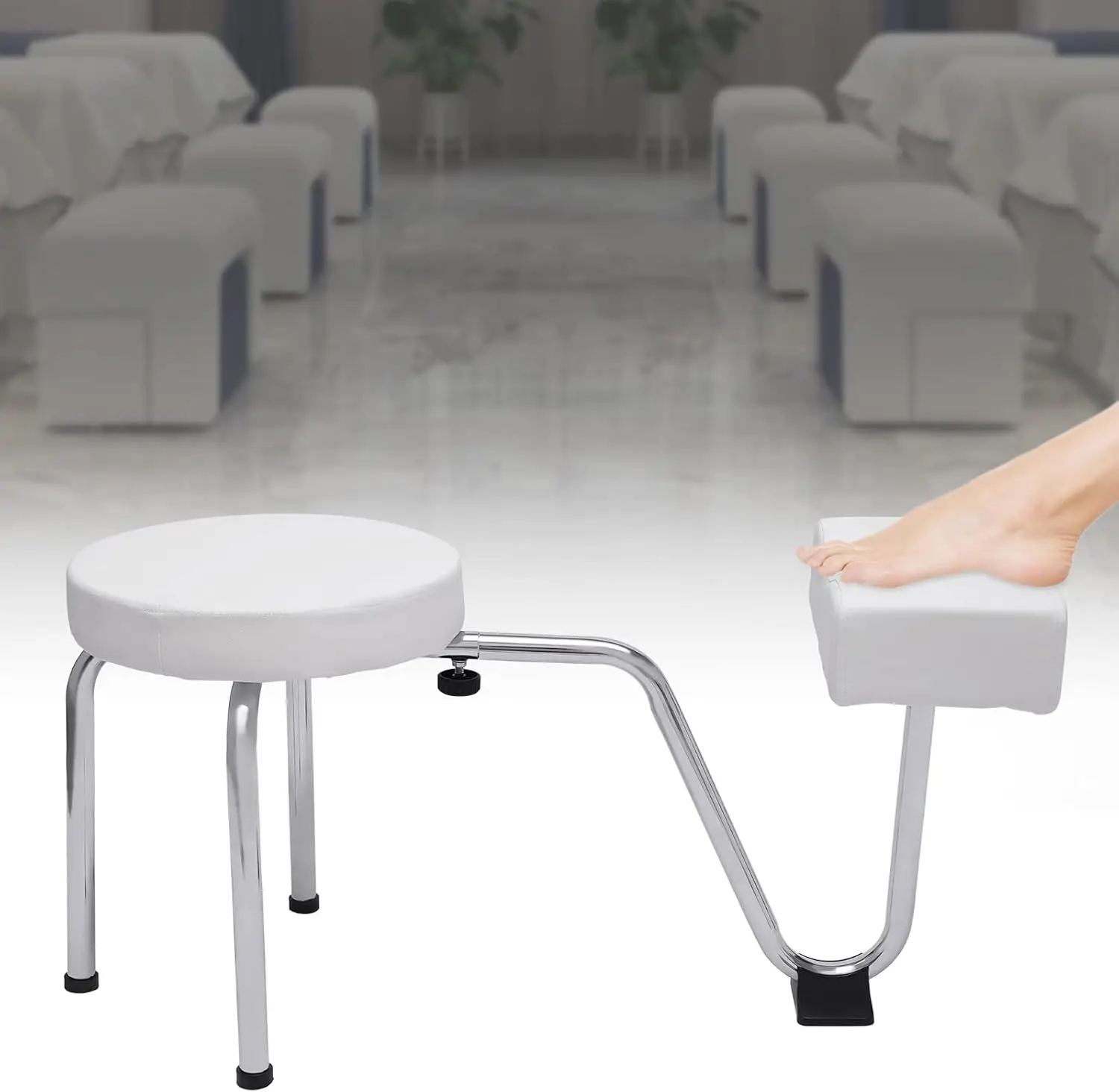 Taburete de pedicura de spa de salón de estilo moderno, taburete de reposapiés, altura de silla ajustable, taburete de pedicura de uñas portátil ligero