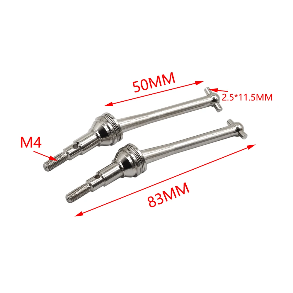 2 szt. Metalowy wałek napędowy F/R CVD do MJX 1/16 16207 16208 14209 14210 samochodów ciężarowych RC hobbystyczne akcesoria