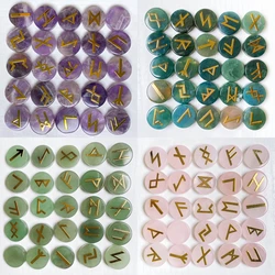 25pcs Natural Crystal Quartz Runes Signs Stone Witch Runic Alphabets Letters Sacred Symbol Energy Amulet Reiki Healing Chakra