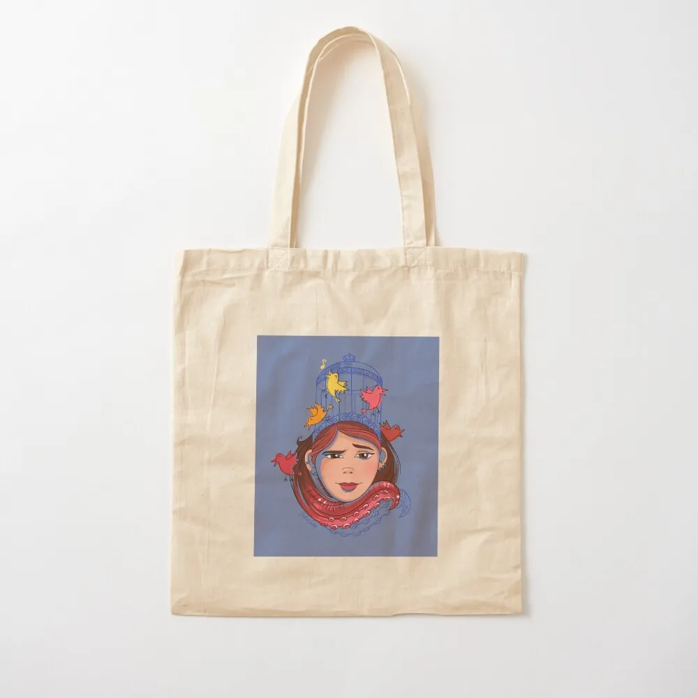 

Birds in the head Tote Bag female bag reusable shopping bags Canvas Tote Bag