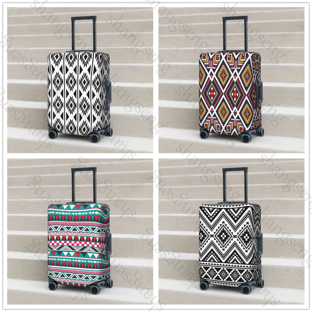 Seamless ethnic tribal pattern Thick Elastic Luggage Protective Cover Zipper Suit For Bag Suitcase Covers Trolley Cover Travel