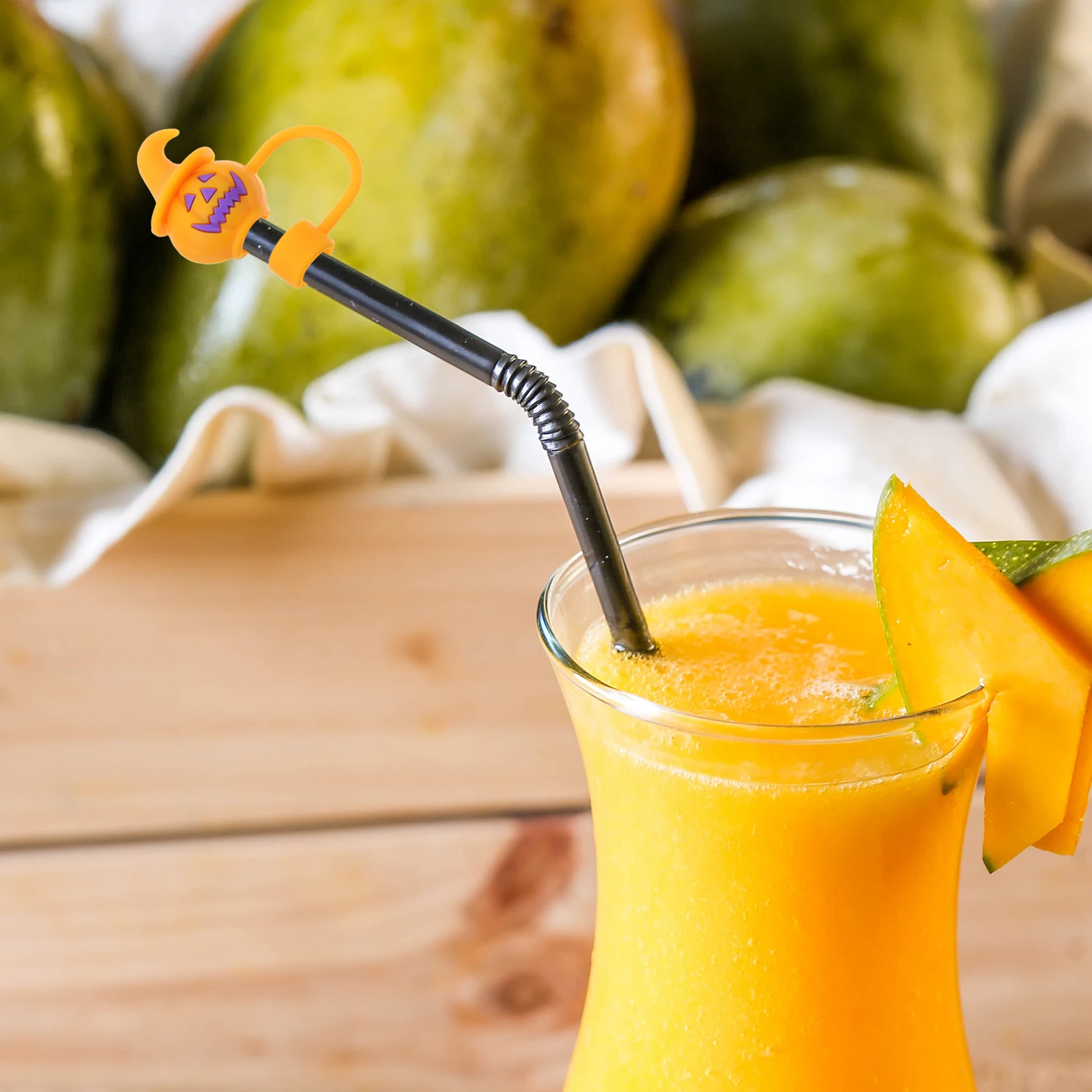 

4pcs Halloween Pumpkin Straw Caps Silicone Covers Protectors For Reusable Drinking Straws Outdoor Party Decorations Halloween