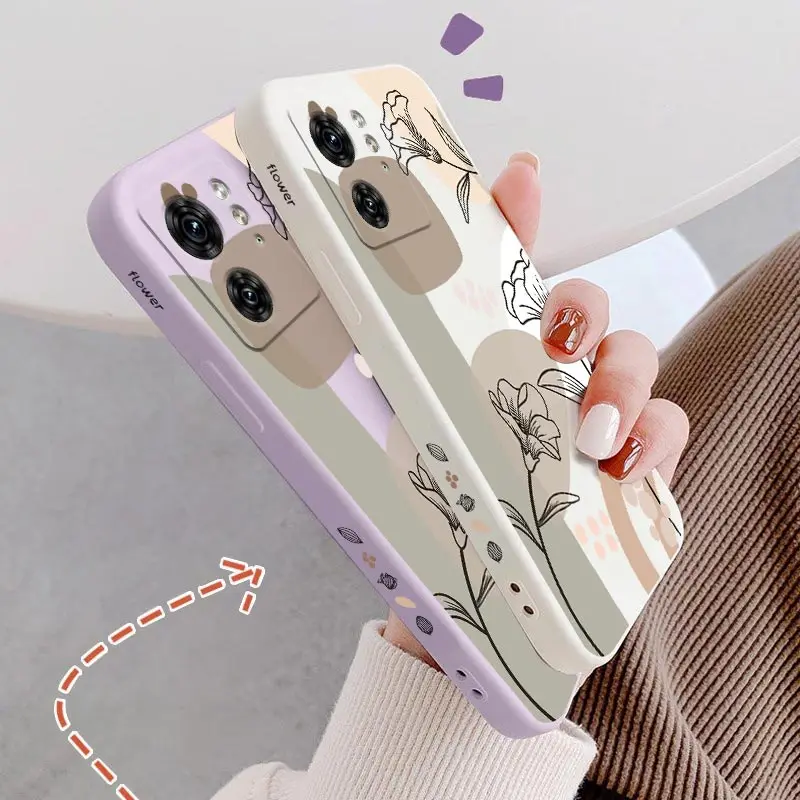 EDGE40 Elegant Art Plant Silicone Phone Case For Motorola Moto EDGE 40 EDGEPLUS 30 40Neo 20 E32S E13 E32 E7 E22 E22i E20 Cover