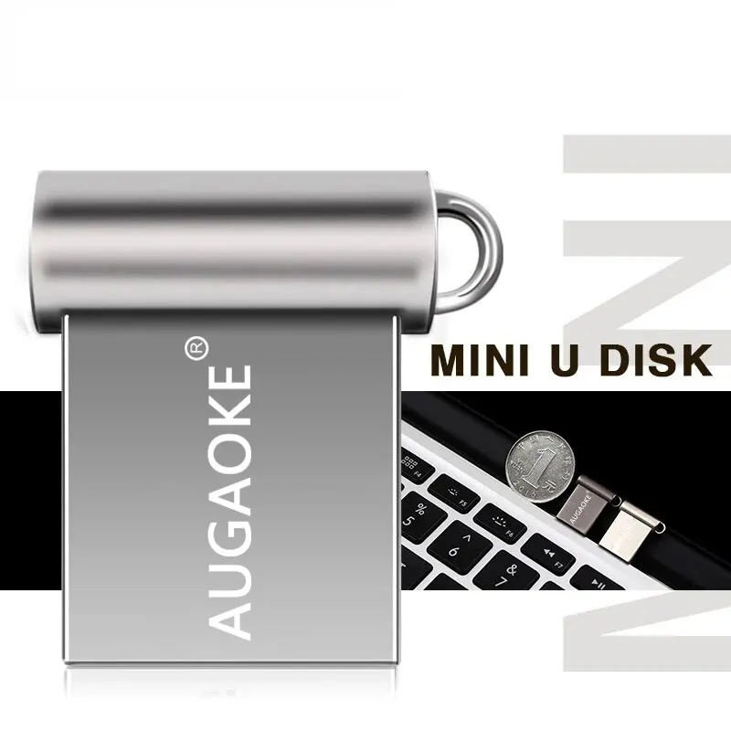 AUGAOKE-محرك قلم معدني ، عصا ذاكرة للكمبيوتر ، هاتف خلوي ، عصا USB ، عصا USB ، USB ، 32 جيجابايت ، 64 جيجابايت