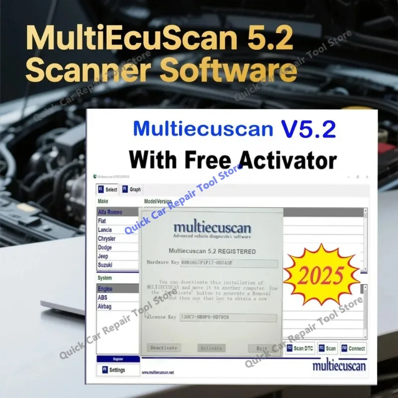 El registro MultiEcuScan 5,2 funciona con la última versión ELM327 para herramientas de diagnóstico OBD2, Software multieccán pa