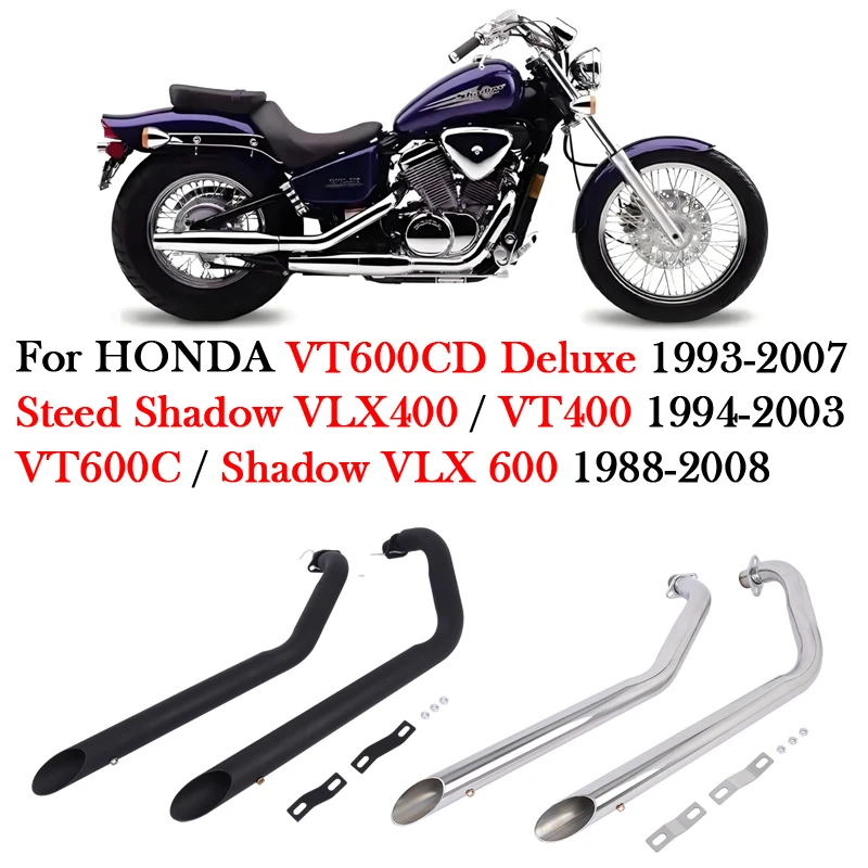 Para HONDA Shadow VLX 600 VT600C 1988 - 2008 VT400 Steed Shadow VLX400 VT600CD tubo de Escape de motocicleta de lujo modificar Escape Moto