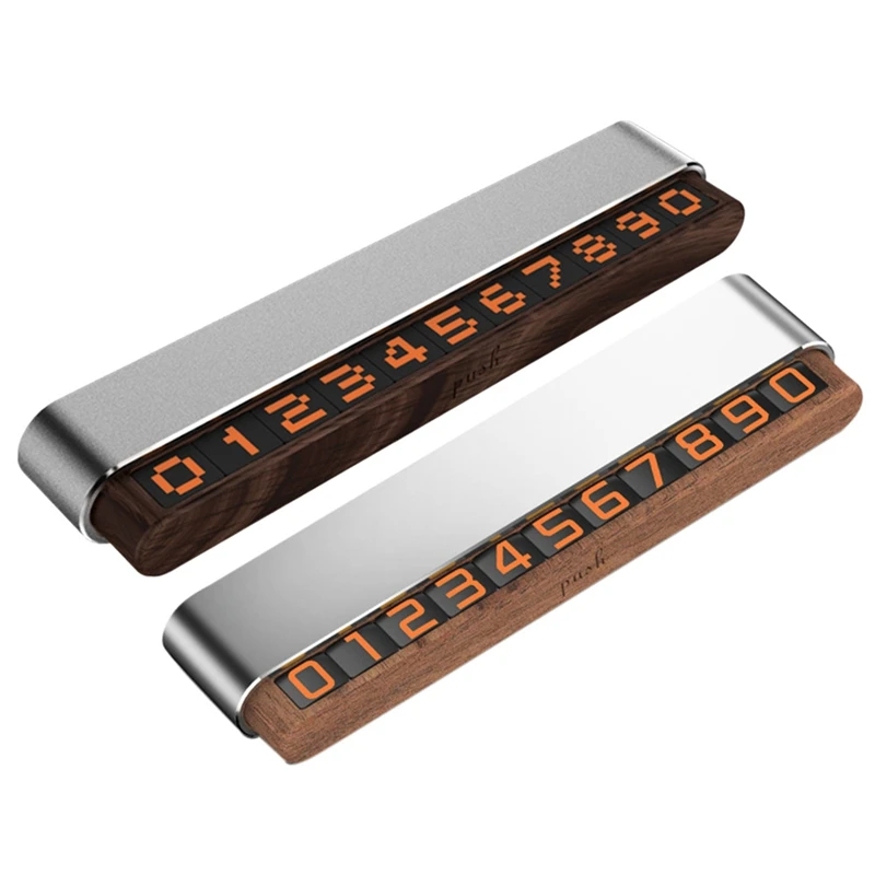 Car Temporary Car License Plate Walnut Creative Double Number Temporary Parking Sign Can Hide Luminous Parking Card
