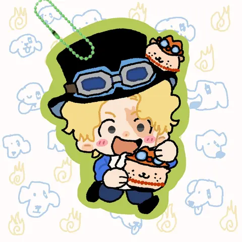 One Piece Anime Keychain Ace Sabo Figure Acrylic Key Chain Key Ring Bag Pendant Desk Display Ornament Accessories Friend Gift