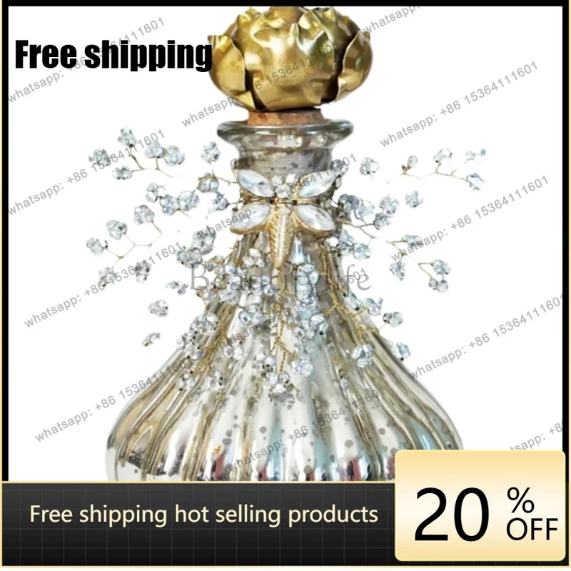 LJY Home Retro Vintage Glass Beaded Perfume Bottle Decorative Ornament
