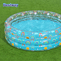 Bestway 51045 1pc Rainbow Play Pool, Inflatable Children's Play Pool, Family Play Pool, Seasonal Fun Play Pool
