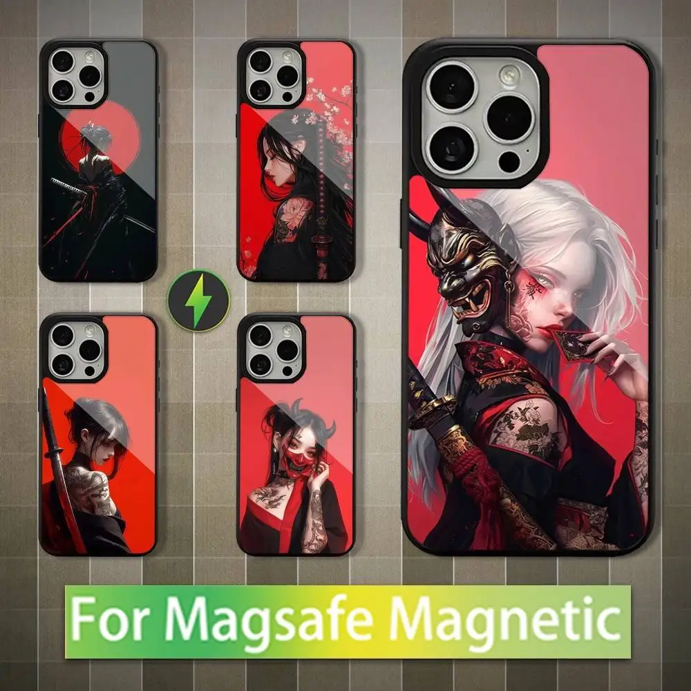 

Warrior Japanese Geisha Phone Case For iPhone 16,17,15,14,13,12,11,Pro,Max,Plus,Mini,Magsafe,Magnetic Wireless Charging Case