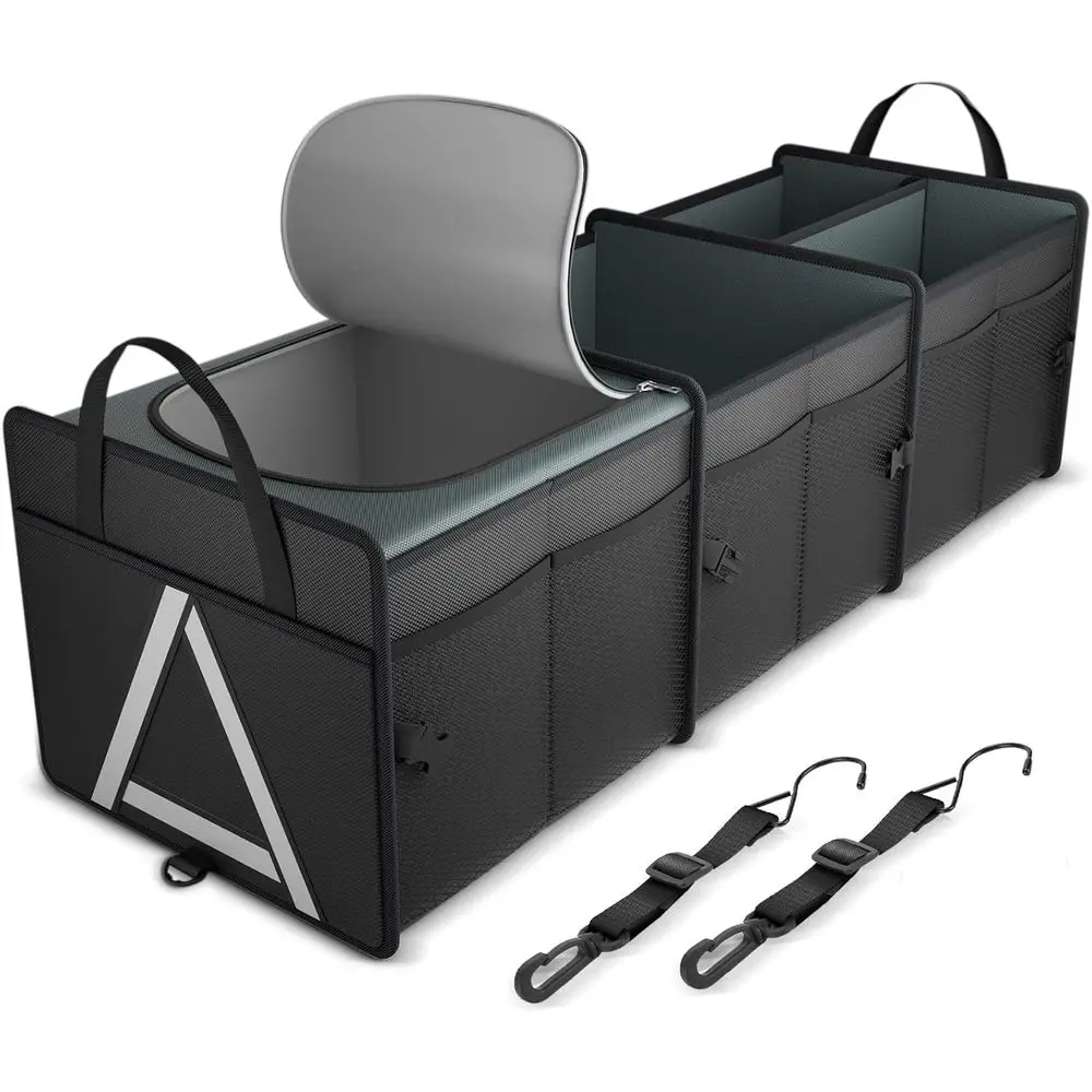 

Sturdy Car Trunk Organizer with Premium Insulation Cooler Bag, 3 Components Heavy Duty Collapsible for Car, SUV, Truck, or Van (