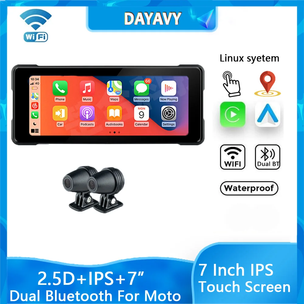 

7.0inch Portable Motorcycle CarPlay Navigation Wireless Android Auto Airplay Motorcycle Wireless Helmet Screen DVR