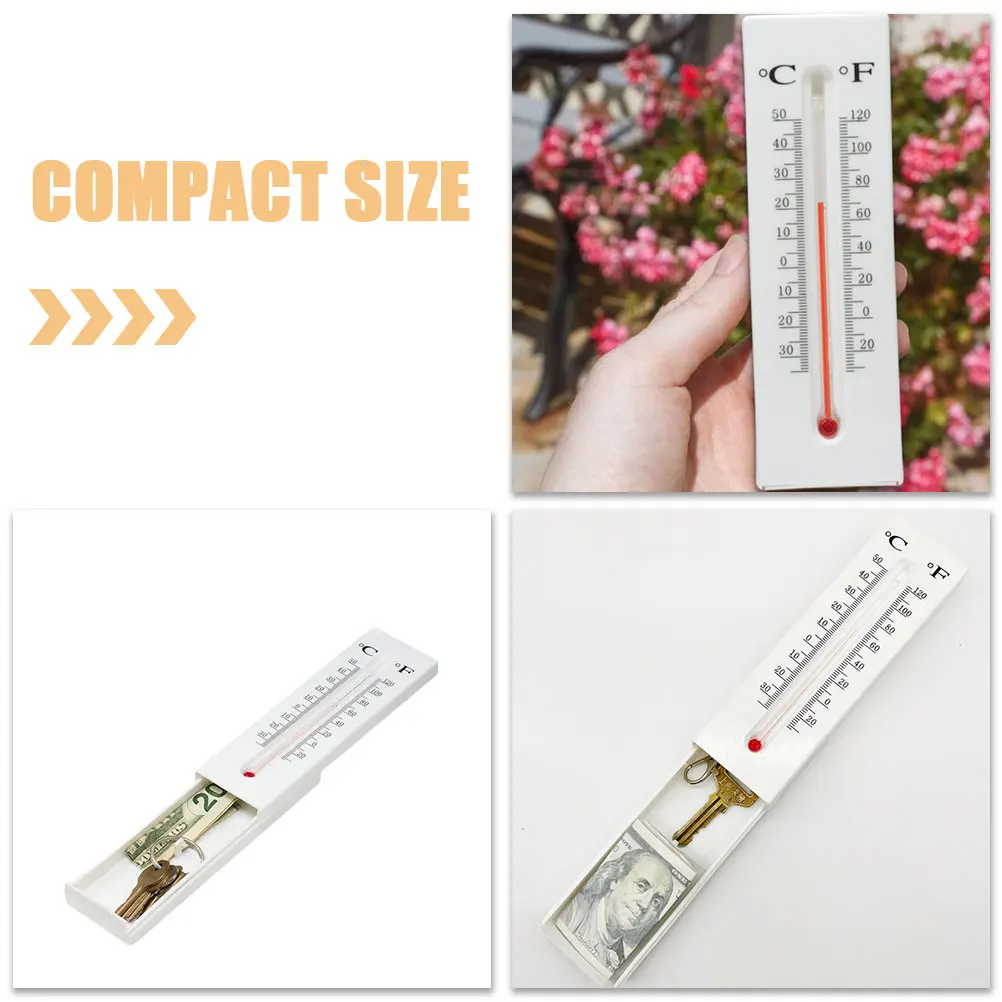Thermometer Key Storage Box Outdoor Waterproof Hidden Key Holder for House Office Garden Discreet Placement Outdoor Thermometer