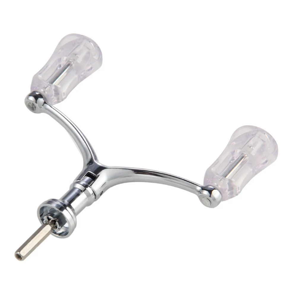Spinning Fishing Reel Handle Replacements Aluminum Alloy Rocker Arm With Transparent Grip For 1000-4000 Model Spinning Reels