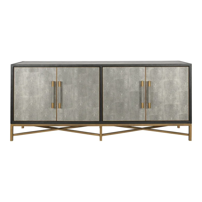 

Grey Solid Wood Sideboard with Vegan Leather Finish
