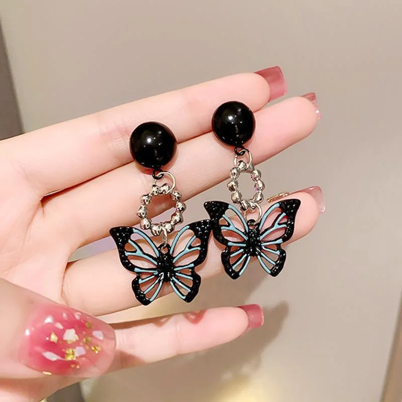 Accessories for Women Dark Hollow Butterfly Dangle Earrings for Women Fairy Temperament High-end Earring Wedding Jewelry Gift